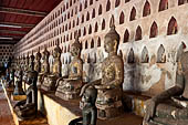 Vientiane, Laos - Wat Si Saket, The gallery around the sim houses thousands of Buddha statues in various mudras, dating  from the 16th century. 